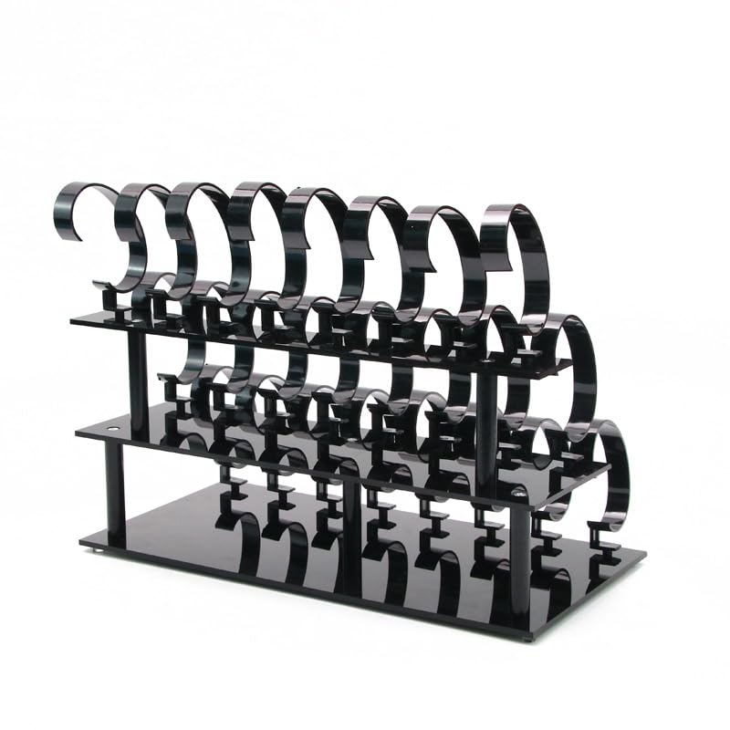 3-Tier Watch Stand Holder Removable 24 Acrylic Watch Jewelry Display Rack Watch Display Rack Organizer for Men and Women (Black)