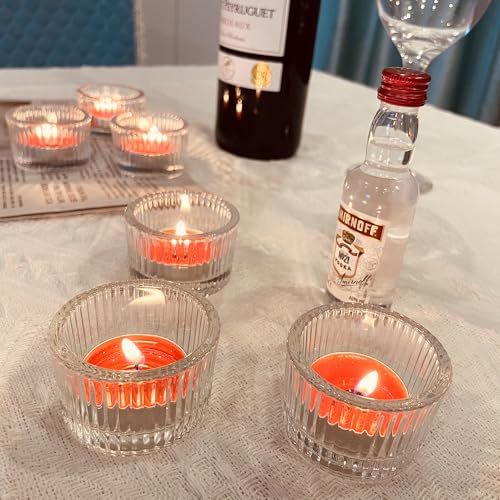 6pcs Clear Votive Tealight Candle Holder, Glass Tea Light Candle Holders for Tabletop Centrepiece Decor, Wedding Reception, Home Dining, Birthday Party and Christmas Holiday
