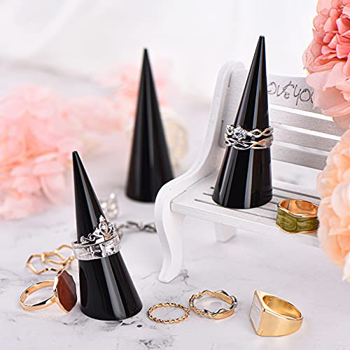Jetec Clear Acrylic Crystal Ring Holder Acrylic Ring Display Jewelry Holder Wedding Display Cone Support Single Finger Rings Showcase Stand for Jewelry - color: Black