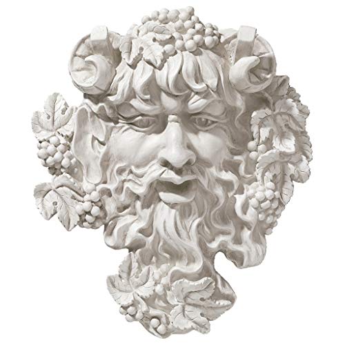 Design Toscano Bacchus, Grape Harvest Wine Greek Greenman Face Wall Sculpture, Medium, 12 inches tall, Cast Stone Resin, Antique Stone Finish - size: Medium, 12 Inch