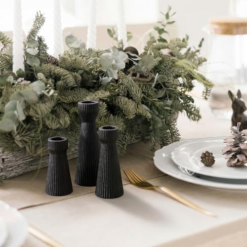 Mumufy 6 Pcs Black Taper Candle Holders for Candlesticks Ceramic Candle Stick Modern Decorative Candlestick Stand for Wedding Table Centerpiece Dinner Desktop Decoration Housewarming Gift - color: Black