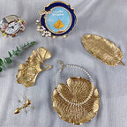Metal Jewelry Dish, Small Leaf Shaped Ring Holder Jewelry Organizer, Trinket Dish Vanity Tray for Dresser Christmas Birthday Wedding Gifts - color: Small Banana Leaf-Gold