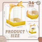 Cunno 36 Set 3.5 x 3.5 x 4.3 in Candle Gift Package Valentine's Transparent Box 4-18 oz Handmade Tealight Candle Holder Paper Bottom Ribbon for Wedding Baby Shower Party Mug(Gold) - color: Gold