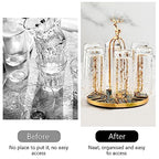 Rotating Bottle Drying Rack, Light Luxury Non-Slip Glass Cup Drying Holder, Elk Design Mug Organizer Stand with 6 Silicone Protective Hooks for Home, Office, Kitchen