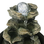 Spinning Orb Rock Cascading Tabletop Fountain, Zen Meditation Indoor Waterfall Feature with LED Light for Home Office Bedroom Relaxation - color: 8 3/10"