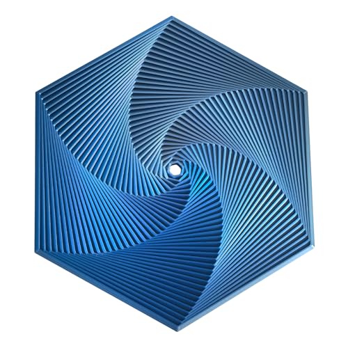 Fractal Fidget Hexagon - Suitable for Relieving Stress, Anxiety, and Tension | Autism, ADHD | Desk Adult Fidgeting Stress Relief Gift (Blue-Silver 35 Rings) - color: Blue-silver 35 Rings