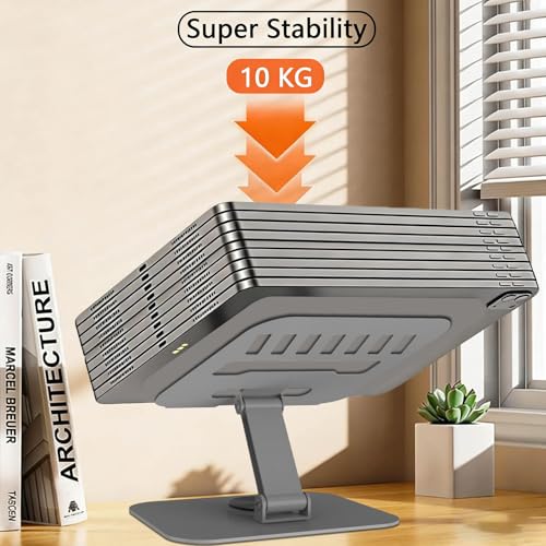 Metal Tablet Stand, Adjustable 360° Rotation Tablet Holder Compatible with 4-13" Tablet Such as iPad Pro Air, iPad mini, Tab S11 10, Surface Pro 12 (Grey) - color: Grey
