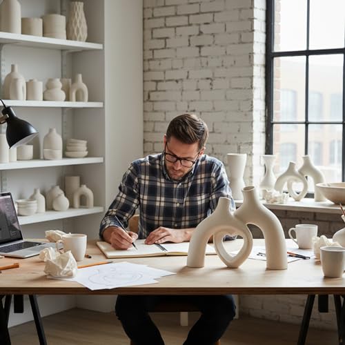 Lvases Modern Ceramic Vase, Snuggle Heart-Shaped Abstract Sculpture Vases, Minimalist Boho Home Decor for Living Room Shelf & Table Centerpiece Decorative Vase (Milky White) - color: Milky White