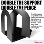 Officemate Heavy Weighted Bookends, Sturdy Office & Home Shelf Organizers, Set of 2 Black Metal Book Supports (93182) - size: Letter