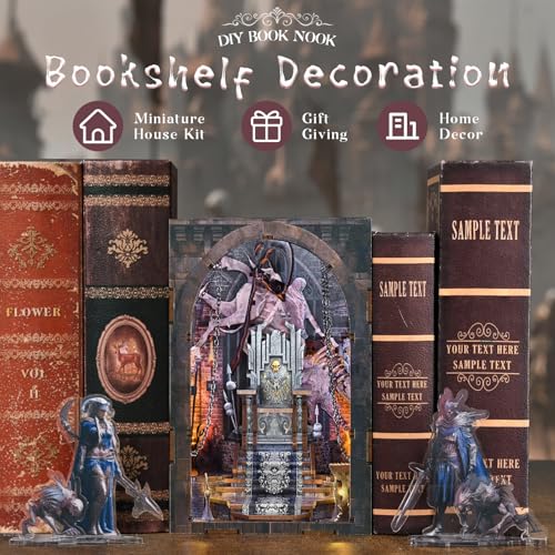 CCCDF Book Nook Kit - DIY Miniature House Dollhouse Kit, Tiny House Booknook Bookshelf for Adults and Teens, Gifts for Family Friends (Throne of Bones) - style: Throne of Bones