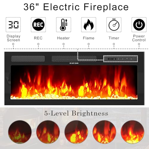 Hlivelood 70" tv Stand w/ 36" Fireplace Up to 80" TVs,High Gloss LED Fireplace TV Stand Entertainment Center for 70/75+/80 inch TV, Modern Media TV Console Cabinet for Living Room,Black - color: Black, size: 70" TV Stand with 36" Fireplace
