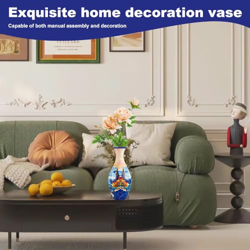 3D Puzzle Vase Unique Flower Vase for Adults Made by 160 Curved Plastic Puzzle, Relax Puzzles for Adults, DIY Jigsaw Creative Gift for Parents & Housewarming - color: Castle