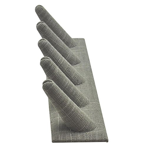 Grey Linen Jewelry Ring Display Stand ~ Holds 5 Jewelry Rings - size: 5 Finger