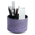 lizimandu Round Leather Art Supply Organizer,Remote Control Holder,360 Degree Spinning,Multi-Functional Pencil Holder,4 Compartments Desktop Stationary Organizer(1-Carved Metal Purple) - color: 1-Carved Metal Purple