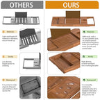 Premium Teak Bathtub Tray Caddy, Expandable Wooden Bath Tray for Tub,Luxury Bathroom Accessories,Great House Warming, Anniversary & Wedding and Birthday Gifts - color: Teak Wood