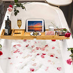 Domax Bathtub Caddy Tray Expandable Bamboo Tub Tray for Luxury Bath with Book Holder and Free Soap Dish Yellow - color: Yellow