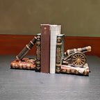 Brown Nostalgic Nautical Bookend Telescope Book Supports Anti-Slip Base Resin (Set of 2) Book Ends to Hold Books Nautical Enthusiast Home Office Shelf Bookcase Decor Gift
