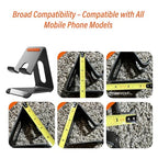Phone Stand for Desk, Thickened Aluminum Cell Phone Stand & Phone Holder for Desk, Compatible with Tablets, iPhone, iPad, Samsung - Dark Gray - color: dark gray