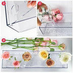 2Pack Clear Acrylic Flower Vase Rectangular, 15.7 Inches Long Floral Centerpiece Low Vases with Holes for Dinning Table, Home Decor, Wedding Decoration - size: 2Pcs