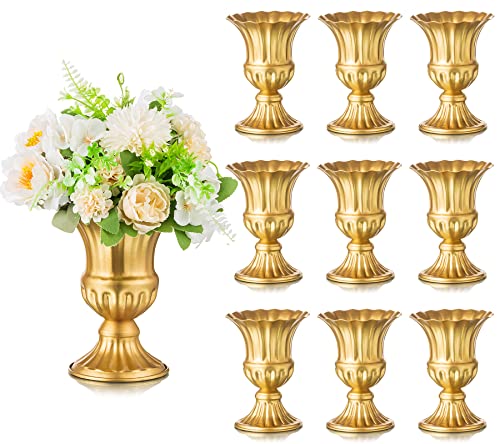 Sziqiqi Metal Flower Arrangements Pot for Wedding Table Centerpiece - Gold Planter Vase Pot for Artificial Real Flower Small Trumpet Plant Urn 6.3in - color: Gold, size: 6.3in-10pcs