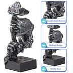 MOLIGOU 3Pcs Thinker Statue, No Hear No See No Speak Abstract Art Figurine, Sculpture Decor for Office, Desktop, Bookshelf (Silver)