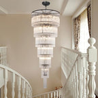 Black Glass Chandeliers for High Ceiling, 7-Tier Glass Rod Chandelier H71 Modern Foyer Entryway Ceiling Light Fixture for Staircase Living Room Entry Extra Long - size: 7-tier Black (27.5" x 71")
