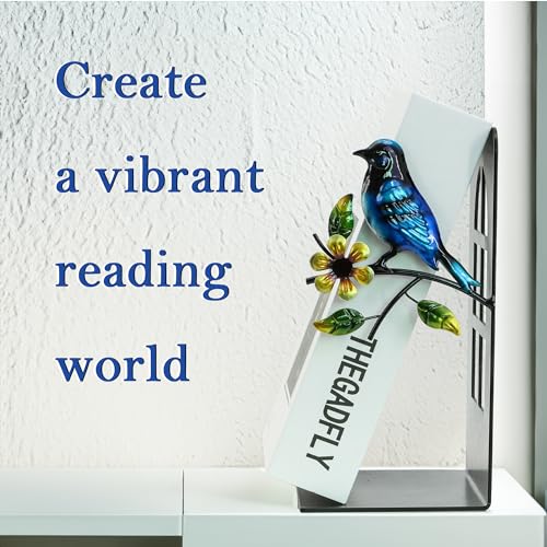 Metal Bookends, Decorative Book Ends for Shelves, Mother's Day Decor Nonskid Book Holder for Video Games/CD/DVD, Book Stopper, Black Mother's Day Decorations Gift - color: Birds Bookend
