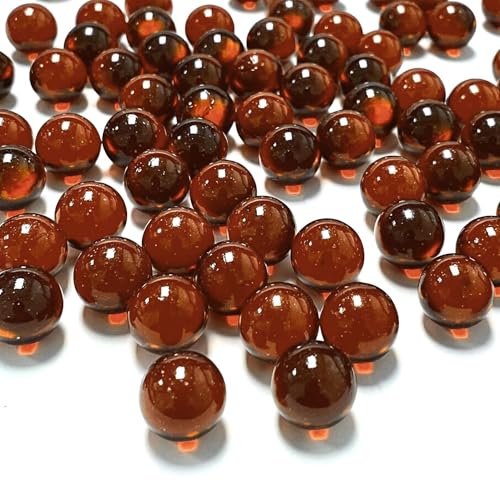 CYS EXCEL Amber Glass Gemstone Vase Filler (3 LBS) Aquarium Round Marble Beads Decorative Mosaic Pebbles - color: Amber, size: 3 LBS