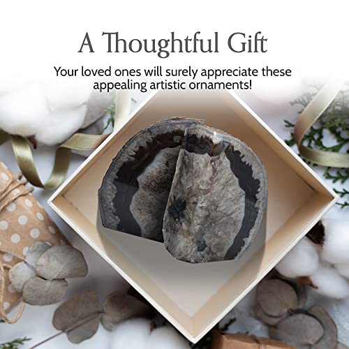 Nature's Decorations Black Agate Bookends – A+ Grade Geode Heavy Duty Decorative Stone Crystal Book Ends for Shelves & Bookcases, Natural Polished Bookshelf Decor, 1 Pair 4-6Lbs - color: Black, size: A+ Grade 4 - 6 Lbs
