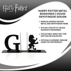 Harry Potter Metal Bookends - Black Hogwarts House Gryffindor Diecast Design - Decorative Book Holder - Home, Office, Kitchen, Room Decor - Books Collection Display for Shelves - Desk Accessories Set