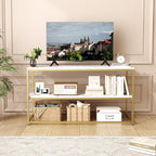 Function Home TV Stand for TVs up to 50 Inch, 2 Tier Entertainment Center, Modern TV Cabinet with Marble Top and Gold Metal Base, 42" Media Console Table with Storage for Living Room Bedroom - color: 42" Gold