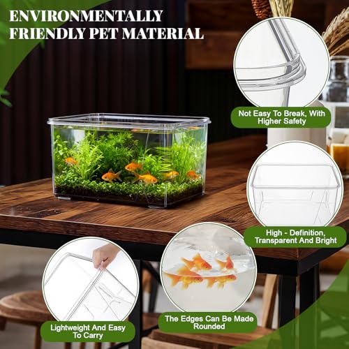 Geelin 1.5 Gallon Plastic Fish Tank Large Bowl Shatterproof with Crystal Clear Clarity for Terrarium, Flower Vase Centerpiece Gift for Fish Lovers (Square) - size: 1.5 Gallon, style: Square