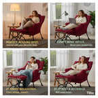 Tiita Lazy Chair with Ottoman, Red Modern Large Accent Chair, Comfy Leisure Sofa Armchair with Ottoman, Reading Chair with Footrest for Bedroom, Living Room, Dorm Rooms, Wine red - color: Burgundy