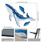 LiveInUrban Coastal Wall Art Whale Metal Wall Sculptures, Ocean Beach Themed Metal Hanging Home Decoration 3PCS 16.2"x12.1" - color: whale
