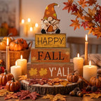 Lineshading 4 Pcs Fall Decorations for Home Wooden Gnome Block Sign Thanksgiving Tiered Tray Decor Thanksgiving Centerpiece Rustic Fall Table Decor for Autumn Harvest Party Home Kitchen Decorations - style: Fall Gnome