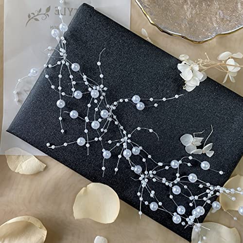 TeaSu Pearl String for Floating Candles, 12set Pearl Vase Filler for Wedding Centerpieces (White) - color: White