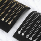 KUKUVR 2 Pieces Velvet Necklace Display Stand, Cambered Jewelry Bracelet Necklaces Pendant Chain Watch Holder Case for Women/Vendors, Jewelry Organizer Storage Tray for Home Selling Show (Black)