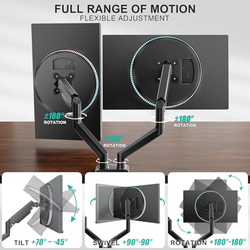 WALI Dual Monitor Stand for 13-32 inch Computer Screens, Dual Monitor Arms for 2 Monitors Holds up to 22 lbs, Height Adjustable Dual Monitors Mount, VESA 75x75/100x100mm (GSMP002N), Black - size: 13"-32", style: Dual Arms