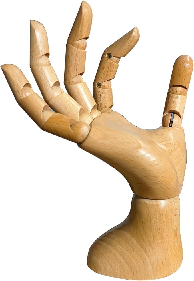 Mannequin,Mannequin Hand,Hand Model,Hand Mannequin for Nails,Drawing Mannequin Wooden Hand,Wooden Mannequin,Wood Hand,Hand Model for Drawing,Male Hand of Right. - color: Male_right 7.9 in