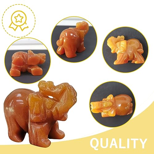 QINJIEJIE Red Aventurine Crystals Elephant Decor Cute Desk Stones Polished Figurine Natural Gemstones Luck Decoration Home Room Office Pocket Hippie Statue Meditation Spiritual Gift for Women - color: Red Aventurine