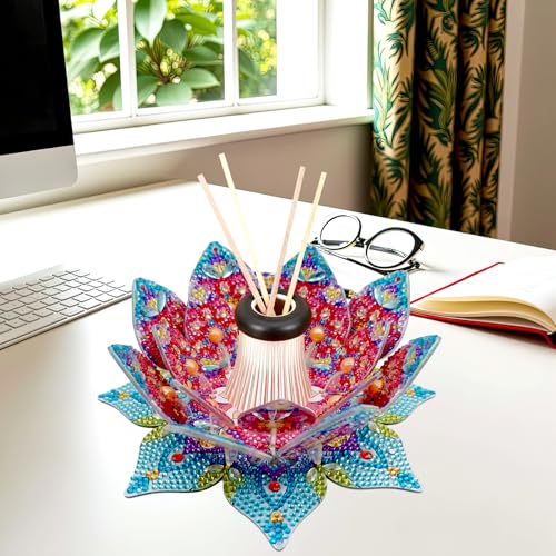DIY Diamond Art Painting Candlestick Holders Mandala Flower Shape Desk Candle Tray Tabletop Ornaments for Wedding Festival and Party Home Table Centerpiece-Flower01 - color: Flower01