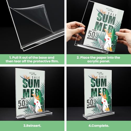 Acrylic Sign Holder 4x6, 21 Pack Clear Table Menu Vertical Double Sided Display, Plastic Menu Stand Paper Holder Suitable for Restaurants Office Store Show Fair - color: Vertical 21 Pack 4x6