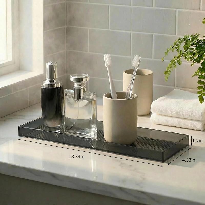 13.4"x4.3"Black Bathroom Trays for Counter,Long Narrow Tray countertop,Small Acrylic Trays for Vanity Makeup Storage,Coffee Table Organizer,Kitchen Tray,Decorative Perfume Tray for Dresser - size: 13.4" x 4.3" x 1"