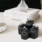 MOOCA Jewelry Ring Stand Holder Display Set, Ring Holders for Jewelry Organizer Stand Pedestals Display 4 Pcs Set, Black Faux Leather - color: Black Faux Leather