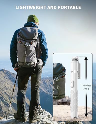 71" Cell Phone Selfie Stick Tripod, Smartphone Tripod Stand with Remote, Extendable Travel Phone Selfie Stick Compatible with iPhone 17/16/15/14/13 Pro Max Gopro Android DJI (White) - color: White, size: A-[70.86Inch＆Reinforced Stability]