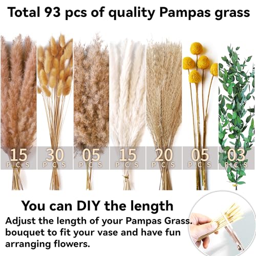Boho Dried Flowers Bouquet – Olive Green Wall Decor, Pampas Grass Bouquet, Rustic Flower Arrangement, Moody Office & Bedroom Decor, DIY Home Vase Filler, Farmhouse Floral, Boho Wedding Bouquet