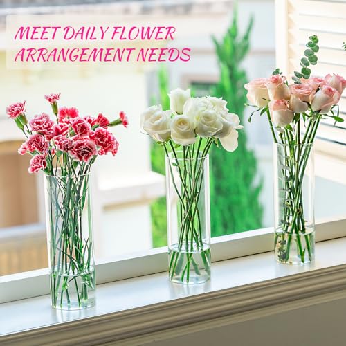 7pcs Glass Cylinder Vases for Centerpieces - 10 Inch Tall Glass Vases for Flower, Clear Flower Vase Bulk Floating Candle Vase for Table Centerpiece Wedding Home Décor - size: 7 Pack 10 Inch