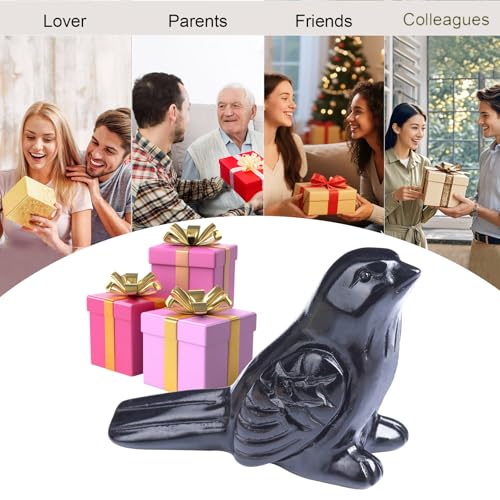 Black Obsidian Crystal Bird Carving Hand Carved Gemstone Bird Figurine 2.4 Inch Polished Animal Sculpture Healing Stone Home Office Desk Decoration Gift Collection - color: Obsidian Bird