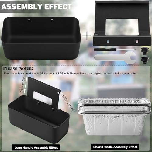 Grill Grease Catcher for Blackstone Griddle with 10 Pack Grease Cup Liners Aluminum Foil Tray Pan Drip Tray Pan for 17, 22, 28 & 36 inches Griddle (Long Hook) - color: Long Hook