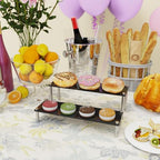 2-Tier Acrylic Display Riser Stand - Clear Organizer for Perfume, Cupcakes, Figures, Desserts, and Party Decoration - size: 2-Tier
